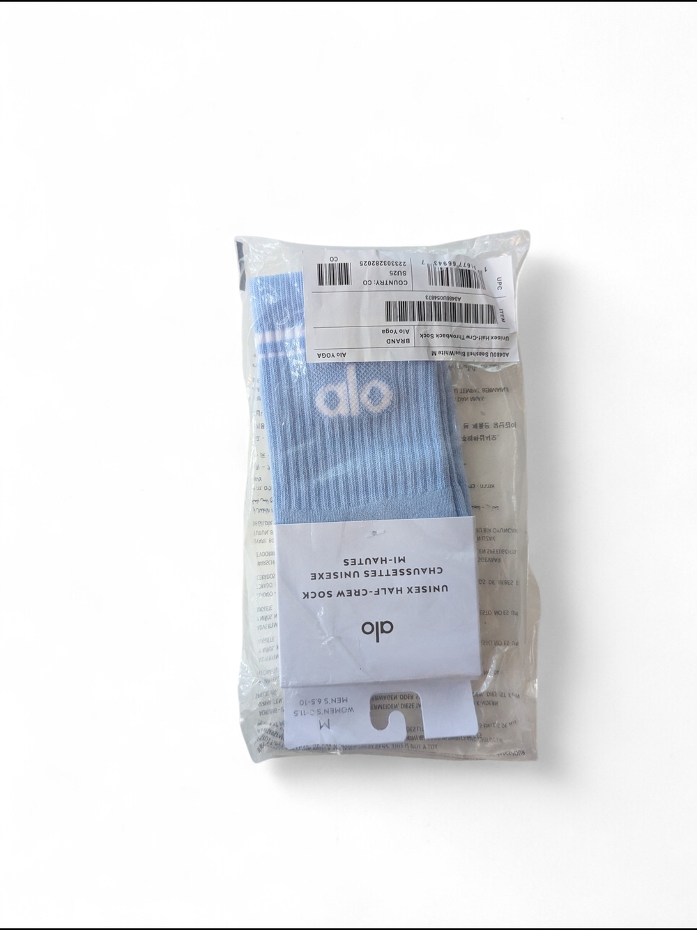 ALO Yoga Women's Half-Cree Throwback Sock In Seashell Blue - Picture 2 of 3